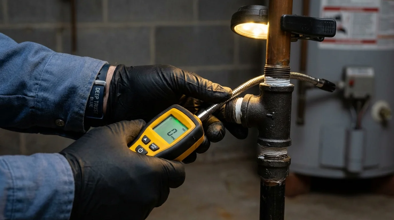 Gas leak detection with electronic sniffer by Johns Plumbing LLC in Beaumont